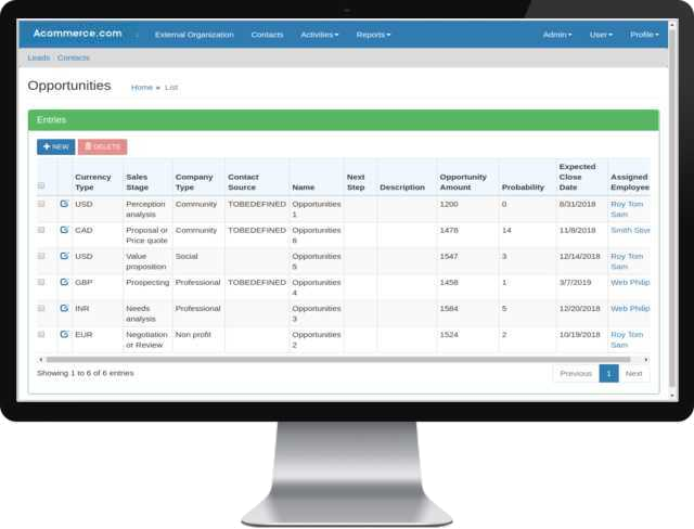 CRM screenshot